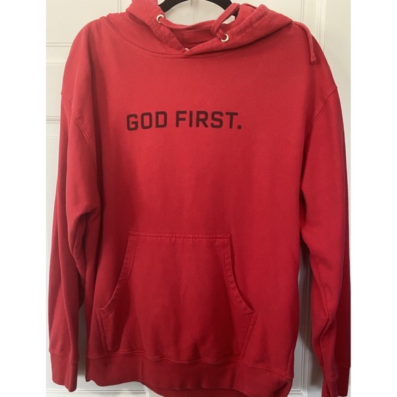 Independent Trading Company Other - Independent Trading Company "God First" Red Hoodie SZ LRG Church Drawstring